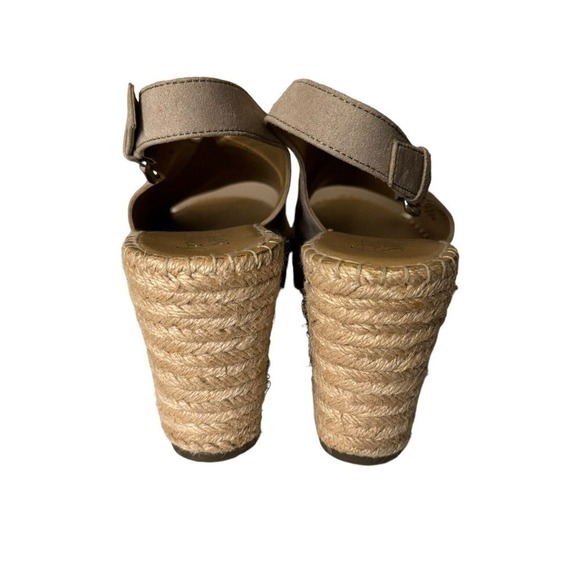 Franco Sarto Torres Suede Platform Wedge Sandals Slingback Taupe Size 11 - Picture 3 of 7